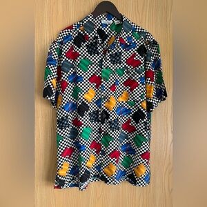 Ralph Marlin | Mens SZ M | Vintage Racing Shirt Checkered Flags | Short Sleeve